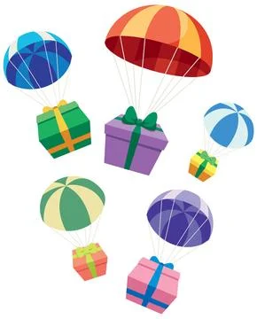 Gift Airdrop on White Illustrazione stock