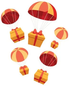 Gift Airdrop on White Stock Illustration