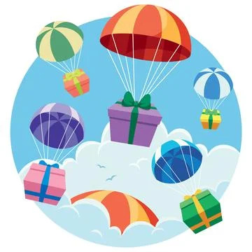 Gift Airdrop on White Stock Illustration