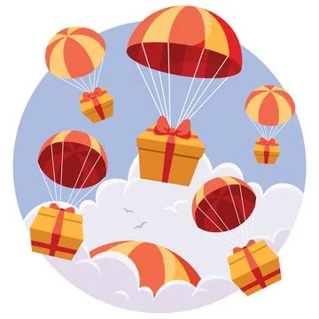 Gift Airdrop on White Stock Illustration