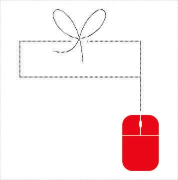 Gift and computer mouse. Shopping online. Ordering gifts 스톡 일러스트