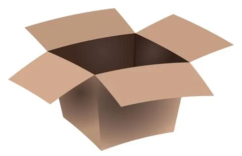 Gift and delivering concept. Empty carton brown stylized box. Vector Stock Illustration
