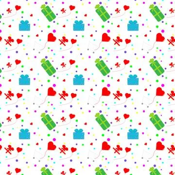 Gift background, gift boxes with bows, hearts with a shopping cart Stock Illustration