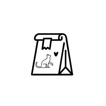 Gift Bag with Cat Icon Stock Illustration