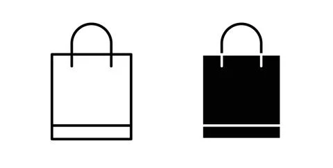 Gift bag icon collection in black, Line icons, flat symbols Stock Illustration
