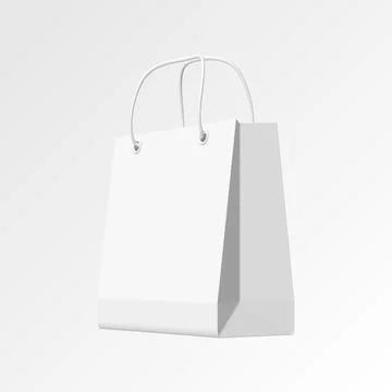 Gift bag with a rope handle on a white background. Vector illustration . Stock Illustration