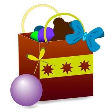 Gift bag vector with toys Stock Illustration