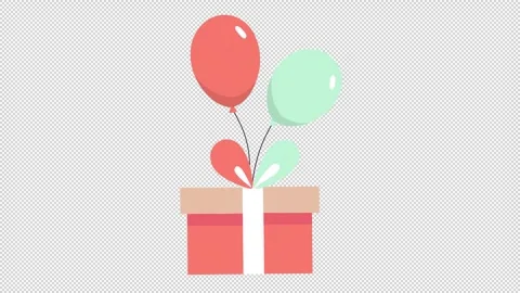 Gift on a balloon. Gift box animation with festive balloons. Cartoon Stock Footage 324099042