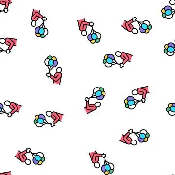 Gift balloon holding human vector seamless pattern Stock Illustration
