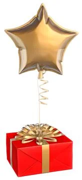 Gift Balloon Star 3D Rendering Stock Illustration