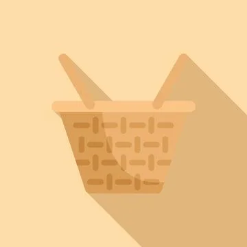 Gift basket icon flat vector. Picnic wicker Stock Illustration