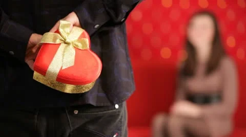 The gift behind the back. HD Stock Footage 10574604