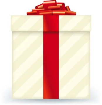 Gift beige box with big red bow. Stock Illustration