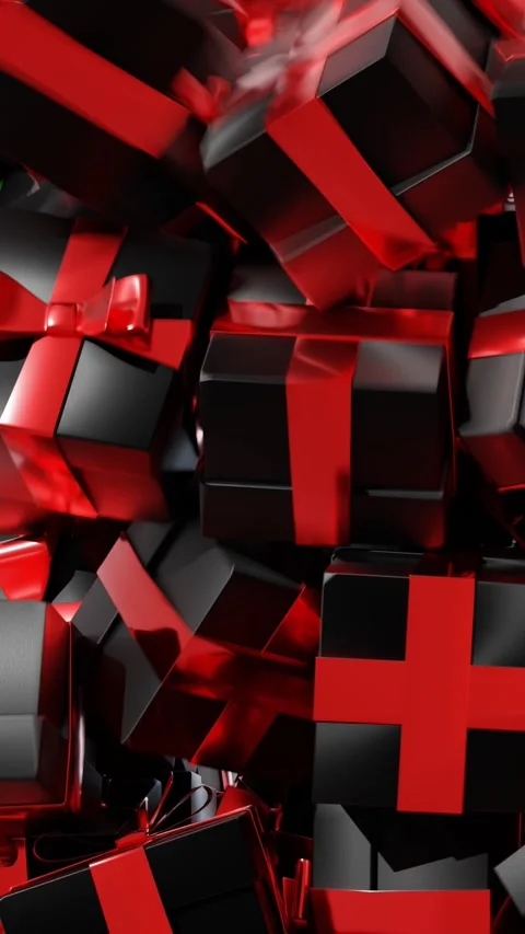 Gift black boxes on green screen. New Year's gifts. Video stock 255602715