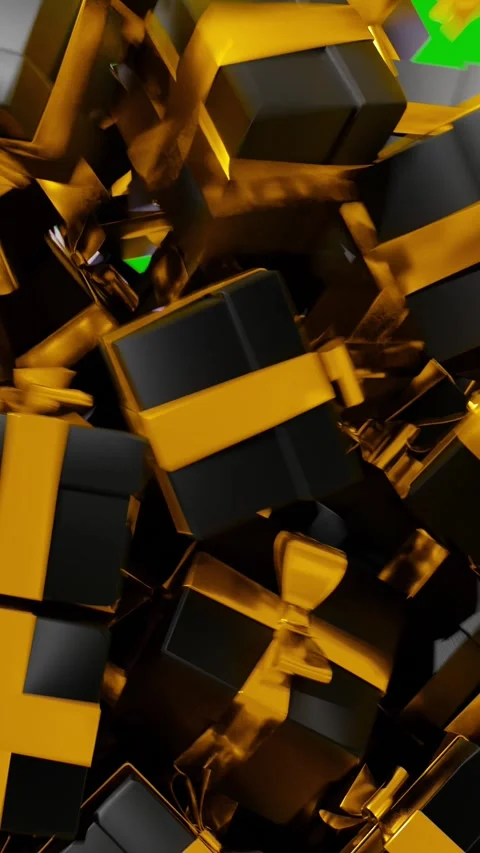 Gift black boxes on green screen. New Year's gifts. Stock Footage 255602717