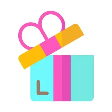 Gift bonus open box e commerce flat icon logo. Stock Illustration