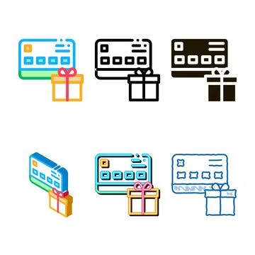 Gift bought with credit card multipack icon vector outline Stockillustratie