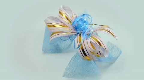 Gift bow (bow for gift wrapping) Stock Footage 12129582