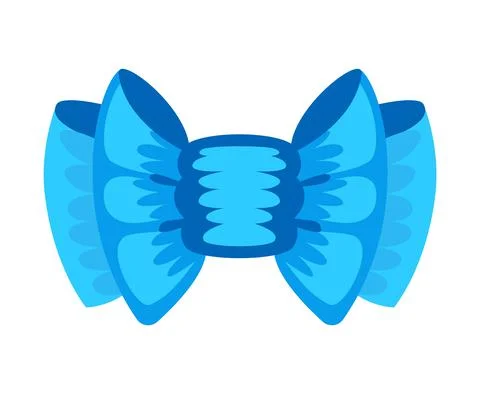 Gift bow colorful flat vector illustration. Blue knot for present element 스톡 일러스트
