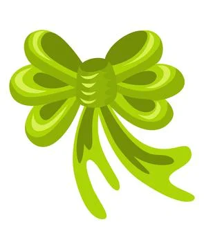 Gift bow colorful flat vector illustration. Green knot for present element 스톡 일러스트