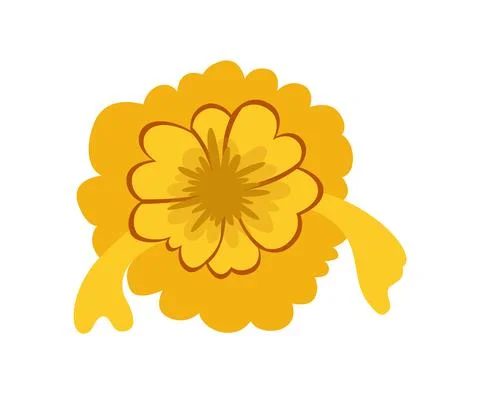 Gift bow colorful flat vector illustration. Yellow knot for present element Stock Illustration