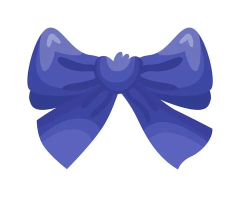 Gift bow colorful flat vector illustration. Blue knot for present element Stock Illustration