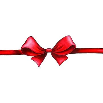 Gift bow hand drawn color raster illustration Stock Illustration