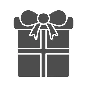 Gift with bow line and solid icon. Christmas present box outline style pictogram Illustrazione stock
