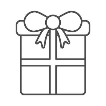 Gift with bow line and solid icon. Christmas present box outline style pictogram 스톡 일러스트