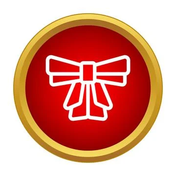 Gift bow with ribbon icon on red circle Stock Illustration