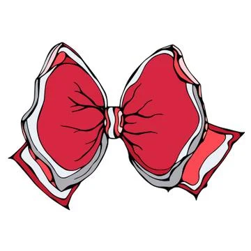 Gift Bow Ribbon. Ink Vector Illustration Isolated On a White Background Doodle Stock Illustration