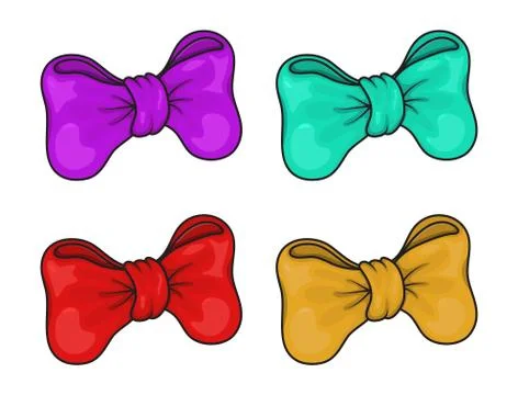 Gift Bow set Isolated on White Background. Collection of vector bow of ribbon Illustrazione stock