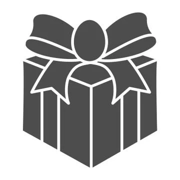Gift with bow solid icon, Christmas concept, Giftbox sign on white background イラスト素材