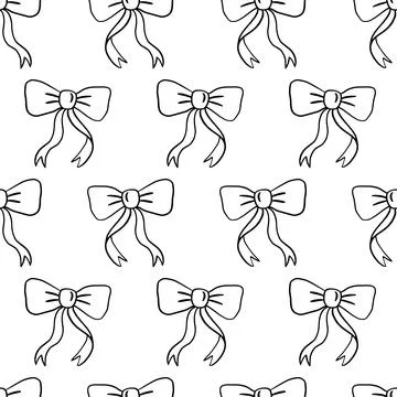 Gift Bows Seamless Pattern. Ribbon Vintage Doodle イラスト素材