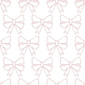 Gift Bows Seamless Pattern. Ribbon Vintage Doodle Stock Illustration