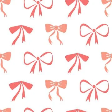 Gift Bows Seamless Pattern. Ribbon Vintage Doodle Illustrazione stock
