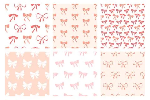 Gift Bows Seamless Pattern. Ribbons Vintage Set Stock Illustration