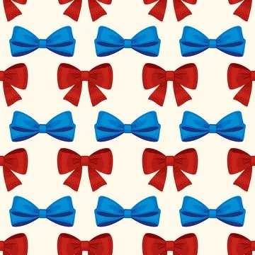 Gift bows seamless pattern on white background. Flat style イラスト素材