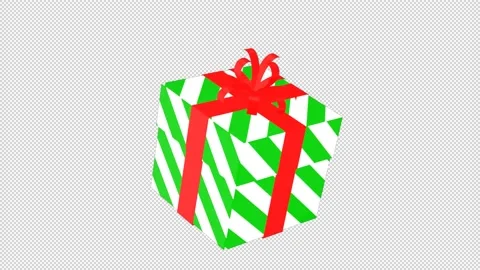 Gift Box 3D Colourful Rotating Animation Alpha Background Stock Footage 221309914
