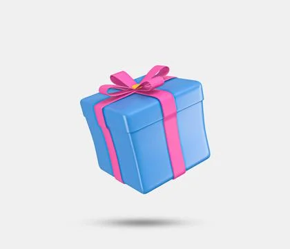 Gift box 3D icon. Closed red color gift box. Flying modern holiday surprise box. Stockillustratie
