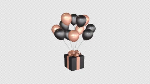 Gift box and balloons bunch animation 3D Stock Footage 277389097