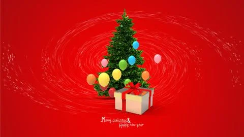 Gift box and balloons Stock Illustration