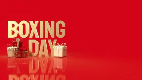 The Gift box and Boxing Day word for Marketing concept 3d rendering Stock Illustration