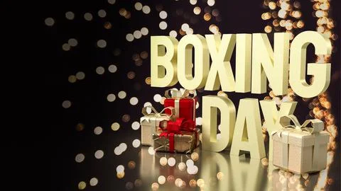 The Gift box and Boxing Day word for Marketing concept 3d rendering Stock Illustration