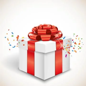 Gift box and confetti Stock Illustration