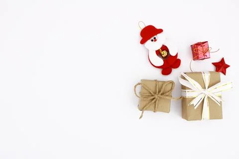 Gift Box and Decorated on White Background Stock Photos