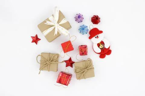 Gift Box and Decorated on White Background Stock Photos