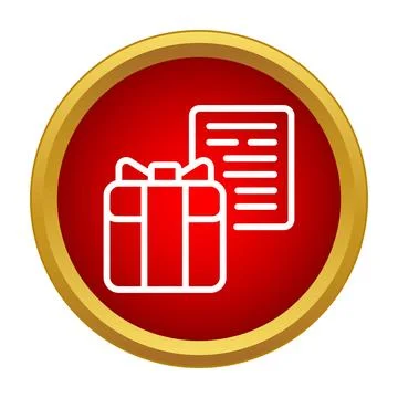 Gift box and document on red background icon イラスト素材