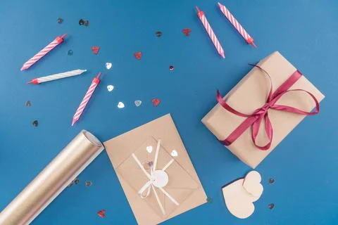 Gift box and envelope Stock Photos