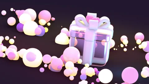 Gift box and glowing balls Stock Footage 252596379